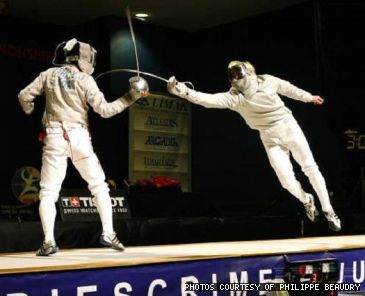 Philippe Beaudry flies at his opponent during the Junior World  Championships held last year in Turkey.